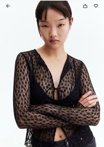 H&M Tie-detail Lace Top