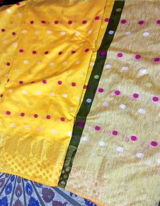 Yellow Polka Dot Saree