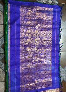 Pattu Green &amp; Blue Saree