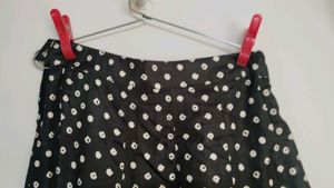Black &amp; White Polka Dot Skirt From Old Saree