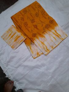 Pure Batik Print Cotton Saree With Blouse