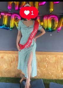 Floral Print Slit Midi Dress