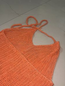 Orange Crochet Halter Top