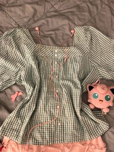 cute gingham babydoll top