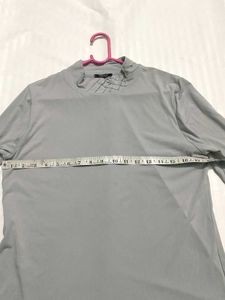 Grey Mock Neck Long Sleeve Top