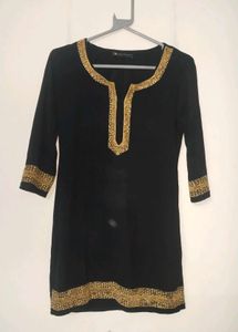 Zara Black & Gold Embellished Tunic