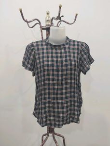 Plaid Mock Neck Top