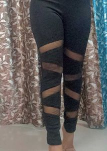Black Mesh Panel Leggings Comfortable