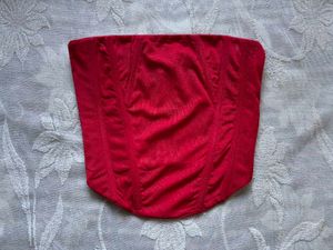 Bold Red Strapless Corset Bustier Top