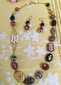 Beaded Necklace and Earring Set