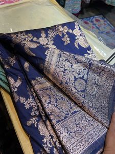 Elegant Blue &amp; Gold Banarasi Saree