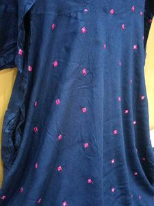 Heavy Flared Blue Embroidered Gown