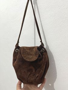 Brown Real Leather Suede Sling Bag