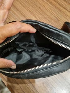 H&amp;M OVAL WAIST BAG FANNY POUCH BLING BLACK SILVER