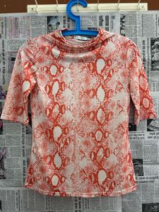 MANGO Snakeskin Print Top