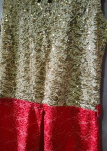 Gold &amp; Red Lace Dress