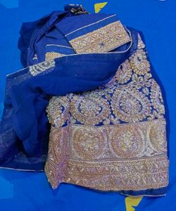 Elegant Blue &amp; Gold Saree