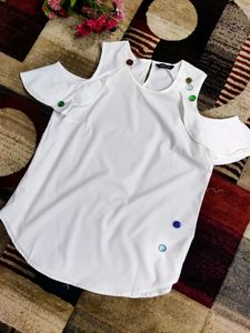 White Cold Shoulder Top