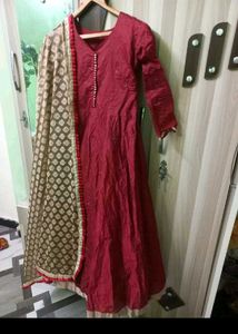 Elegant Maroon Anarkali Kurta Set