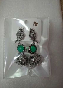 Silver Tone Jhumka Earrings