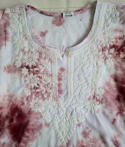 Tie-Dye Embroidered Short Kurti