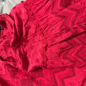 Red Boho Ruffle Skirt