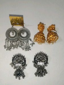 Earrings Jhumkas Set of 3