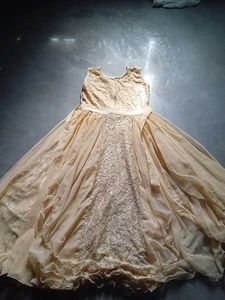 Pretty Golden Gown For Festival Wedding
