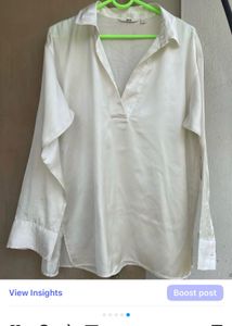 White Satin Button-Up