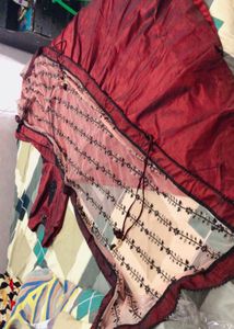 Elegant Ball Gown Maroon Dress with Heavy Dupatta