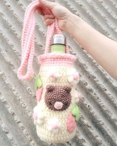 cute crochet water bottle holder🍀