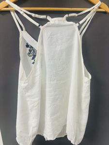 White Embroidered Tank Top