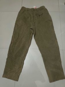 Khaki Cotton Denim Casual Pants