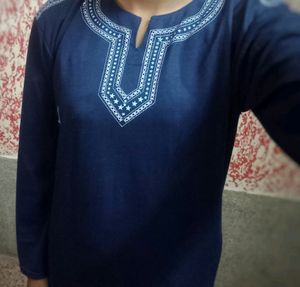 Navy Blue Printed Top for Women