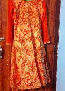 Orange Jacket Frock Suit For Girls
