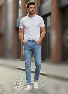 Men's Light Wash Slim Fit Jeans good product size
