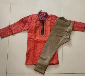 Orange Kids Kurta Pajama Set