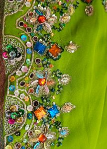 Embroidered Green handwork saree