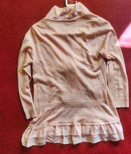 Peach Ruffle Hem Cardigan