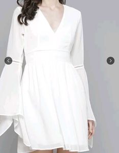 White Boho Sleeves Skater Dress