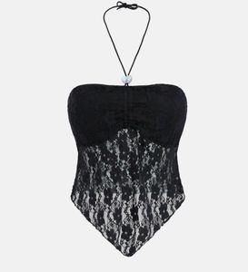 Black Lace Halter Top