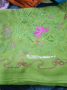 Green Kadhai Saree With Some Sitara