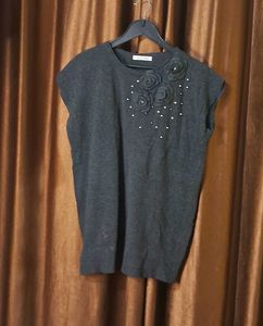 Elegant Floral Embellished Sweater Size 44 inches