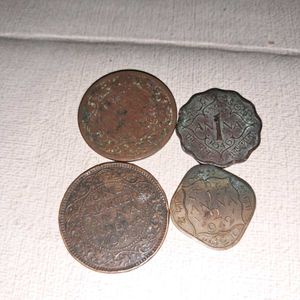 4 Antique BRITISH INDIA COINS