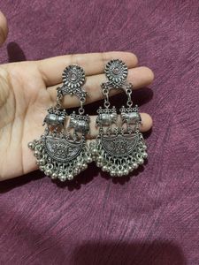 Silver Elephant Dangle Earrings