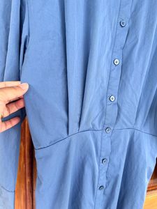 Blue Button-Down Mini Dress