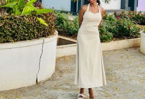 Cream Halter Maxi Dress