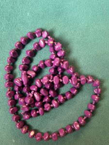 Purple Pebble Bead Thread Knit Necklace