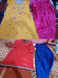 Combo Pack 2 Unused Soft Silk Ethnic Kurta Set