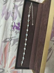 92.5 Silver Blue Topaz Anklets (3 In 1)